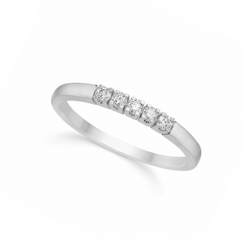 Alliancering 8 kt.hvidguld 5 x 0,03 ct. WPI