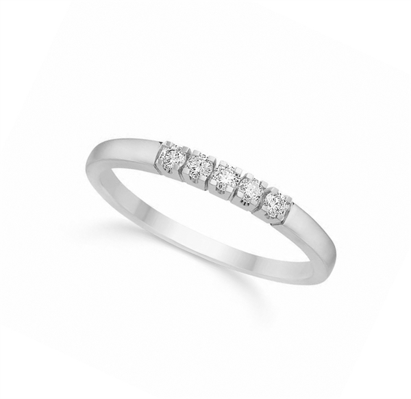 Alliancering 8 kt.hvidguld 5 x 0,03 ct. WPI