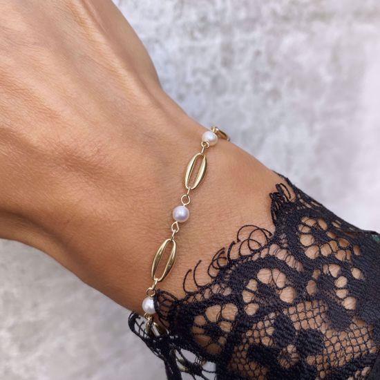 Guldarmbånd med perler 8kt 18,5cm