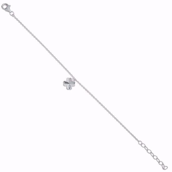 Sølvarmbånd med firkløver 14+3cm