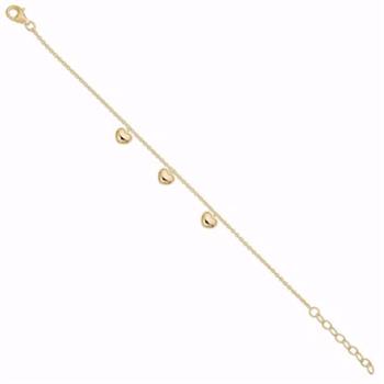 Sølvarmbånd fg med 3 x hjerter 14+3cm