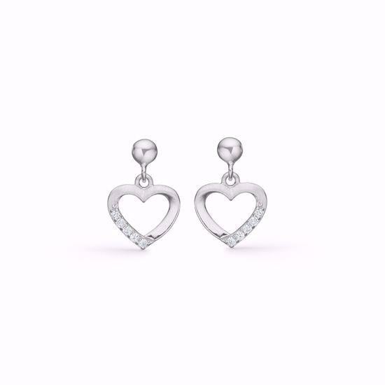 Sølvørehængere hjerte med zirkona
