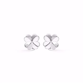 Sølvørering firkløver med zirkonia