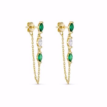 Seville ørestikker med hvid og grøn zirkonia