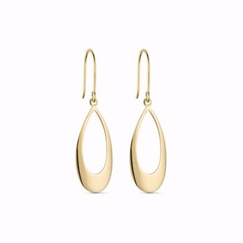 Guld & Sølv Design 8 karat guld ørehængere 4 cm dråbeformede