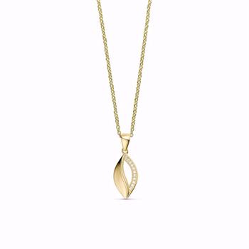 Guld & Sølv Design 8 karat guldvedhæng med zirkonia og 45 cm kæde