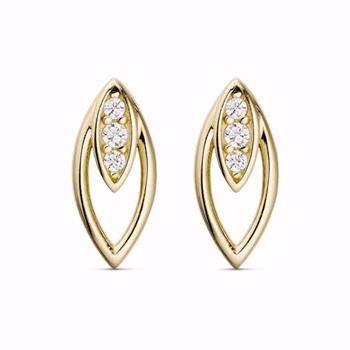 Guld & Sølv Design 8 kt guldørestikker med zirkonia