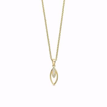 Guld & Sølv Design 8 kt guldvedhæng med zirkonia og kæde