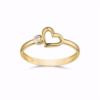 Guld & Sølv Design guldring hjerte med zirkonia 8 kt