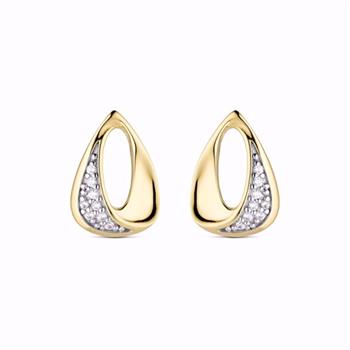 Guld & Sølv Design 8 kt guldørestikker med zirkonia
