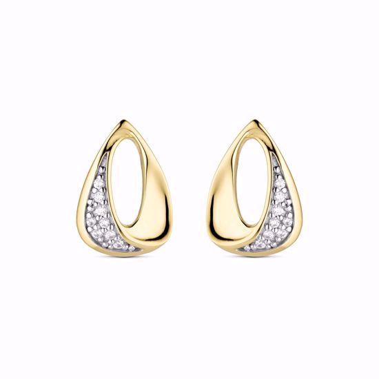 Guld & Sølv Design 8 kt guldørestikker med zirkonia