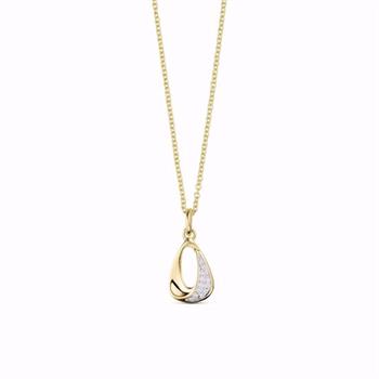 Guld & Sølv Design 8 kt guld vedhæng med zirkonia og 45 cm kæde