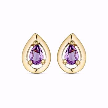 Guld & Sølv Design 8 kt guldørestikker med ametyst 5 mm