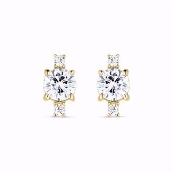 Guld & Sølv Design 8 kt guldørestikker med zirkonia 8 mm