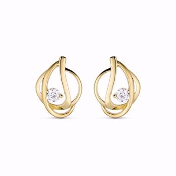 Guld & Sølv Design 8 kt guld ørestikker med zirkonia