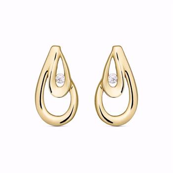 Guld & Sølv Design 8 kt guldøreringe med zirkonia