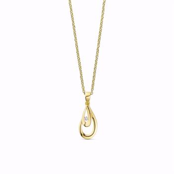 Guld & Sølv Design 8 karat guld vedhæng med zirkonia og kæde