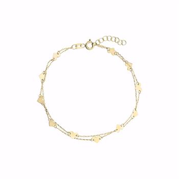Guld & Sølv Design 8 karat guldarmbånd med hjerter 19 cm