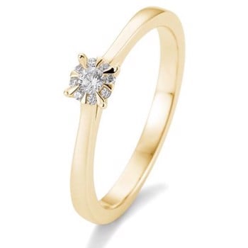 14 kt rødguld Engagement Solitaire ring med 0,104 ct Diamanter Wesselton SI