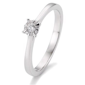 14 kt hvidguld Engagement Solitaire ring med 0,104 ct Diamanter Wesselton SI