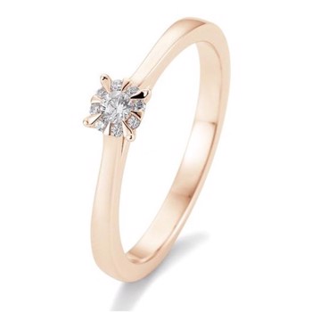 14 kt rosaguld Engagement Solitaire ring med 0,104 ct Diamanter Wesselton SI