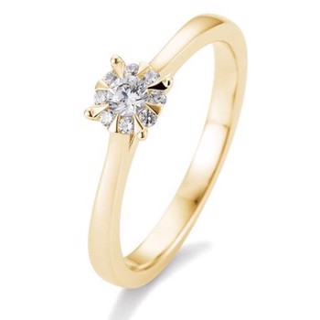 14 kt rødguld Engagement Solitaire ring med 0,18 ct Diamanter Wesselton SI