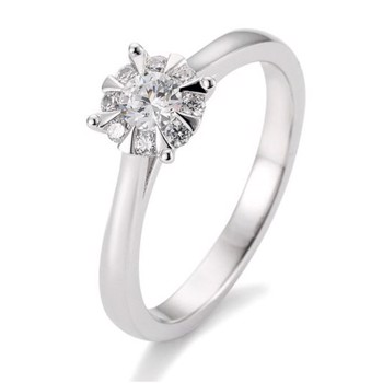 14 kt hvidguld Engagement Solitaire ring med 0,39 ct Diamanter Wesselton SI