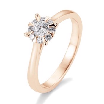 14 kt rosaguld Engagement Solitaire ring med 0,39 ct Diamanter Wesselton SI