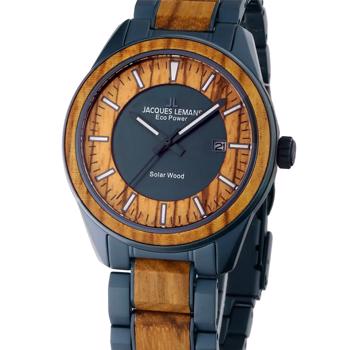 Jacques Lemans Solor PVD coated stål og træ Batteridrevet quartz herre ur, model 1-2116M