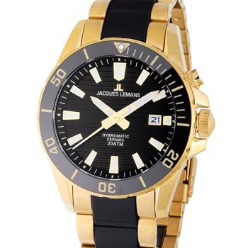 Jacques Lemans Hybromatic Forgyldt stål og keramik Batteridrevet quartz herre ur, model 1-2222D