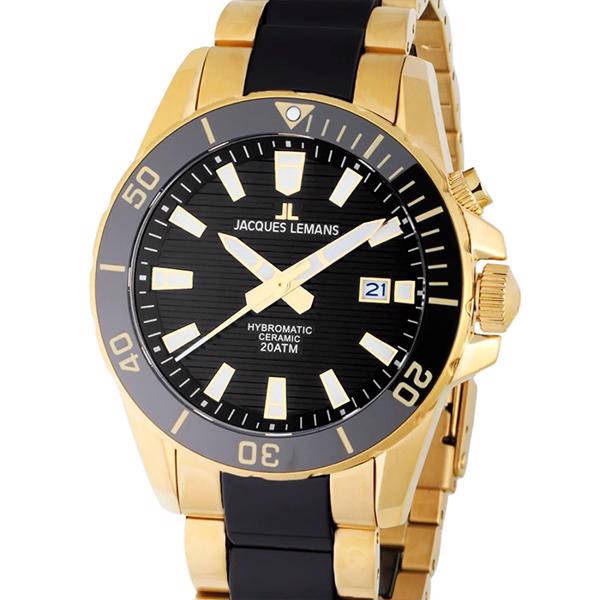 Jacques Lemans Hybromatic Forgyldt stål og keramik Batteridrevet quartz herre ur, model 1-2222D