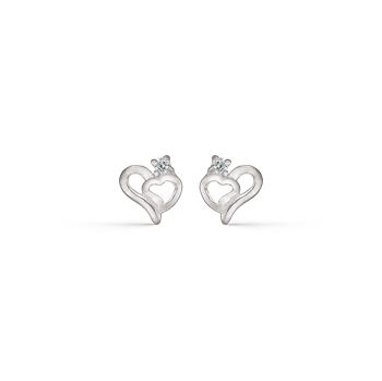 Elegante sølv ørestikker med et hjerte med zirconia fra Støvring Design