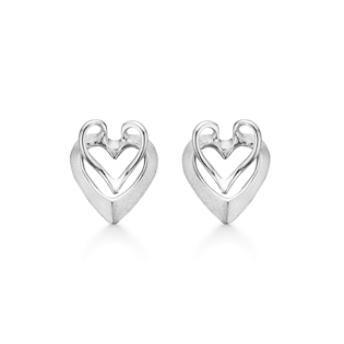 Støvring Design sterling sølv ørestikker, hjerte med mat/blank overflade, model 10212074