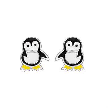 Støvring Design søde pingvinørestikker med hvid, gul og sort emalje, 8 x 6 mm