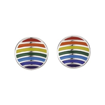 Søde cirkel ørestikker med emalje i regnbuens farver Ø. 7 mm fra Støvring Design