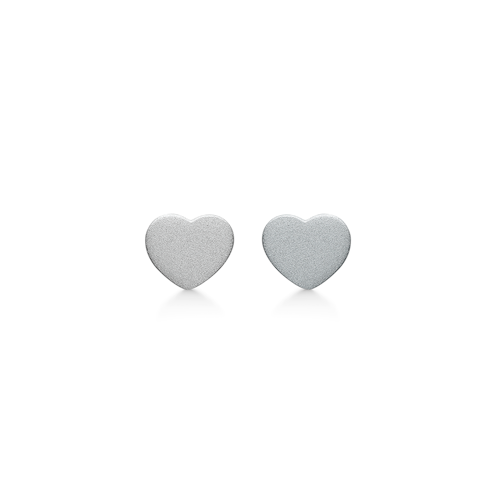Støvring Design sterling sølv ørestikker, hjerte med mat overflade, model 10239091