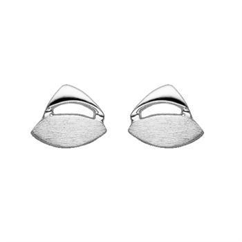 Støvring Design's smarte sølv ørestikker, blank trekant og matteret øje