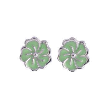 L & G Sterling sølv ørestikker, Blomst med blank overflade, model 102402