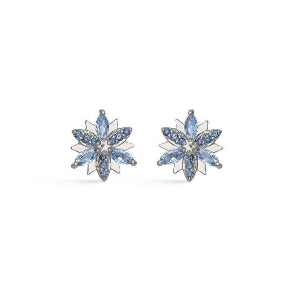 Elegante sølv ørestikker med et snufnug med blå zirconia og akvamariner fra Støvring Design