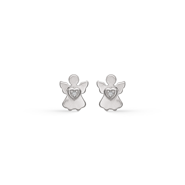 Elegante  sølv ørestikker med en engel med zirconia i midten fra Støvring Design