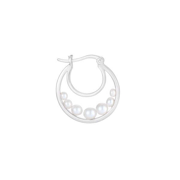 Sølv creol ørering med perler fra Støvring Design