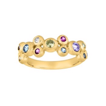 Siersbøl's Smuk forgyldt sølv ring med glitrende zirkonia i flotte farver og flere størrelser - str 54