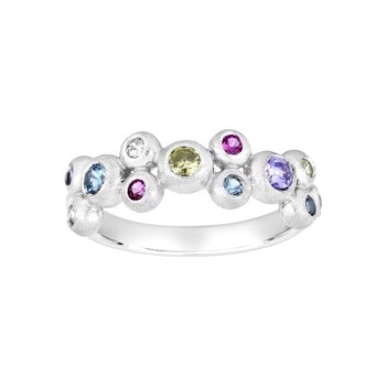 Siersbøl's Smuk sølv ring med glitrende zirkonia i flotte farver og flere størrelser.