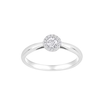 Siersbøl's Smuk ring i 14 kt hvidguld med elegant roset á glitrende 0,20 kt diamanter.