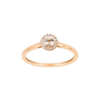 Siersbøl's Smuk ring i 14 kt rosaguld med elegant roset á glitrende morganit omkranset af 0,04 kt diamanter.
