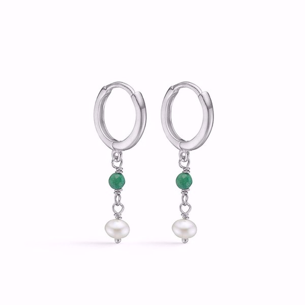 Creol øreringe med kæde, turkis og perler i sterling Sølv fra Guld & Sølv Design
