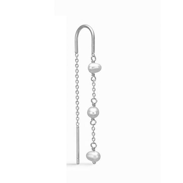 Ørering med kæde og ferskvandsperler i sterling sølv fra Guld & Sølv Design