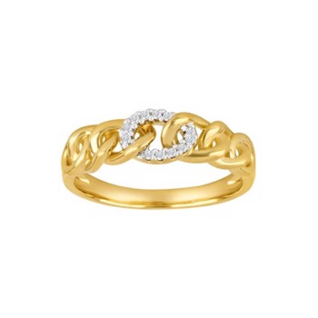 Siersbøl's Elegant panserkæde ring i 14 karat guld med smukke 0,05 karat W SI1 diamanter i det midterste led.