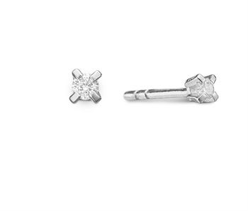 Aagaard sølv øreringe med 2 zirkonia, 2 mm