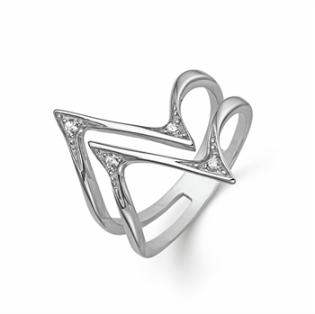 Smuk dobbelt ring med zig-zag lyn med glitrende zirkonia. fra Støvring Design